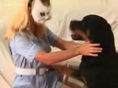Zoophilia with a lady in a mask